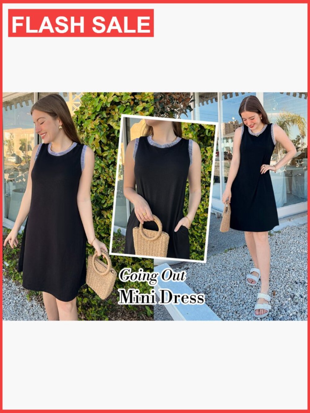Womens Casual Summer Dress Crewneck Sleeveless Tank Shift Swing Sundress - Picture 7 of 7